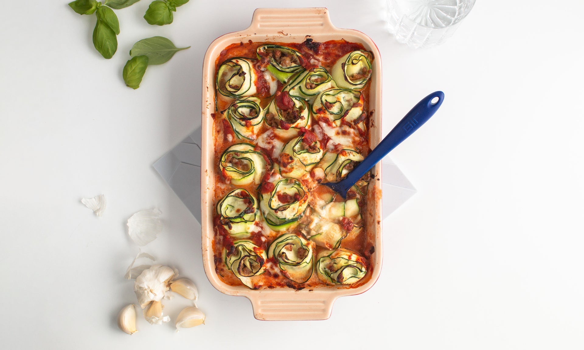 Zucchini Lasagna Rolls with Sausage and Ricotta