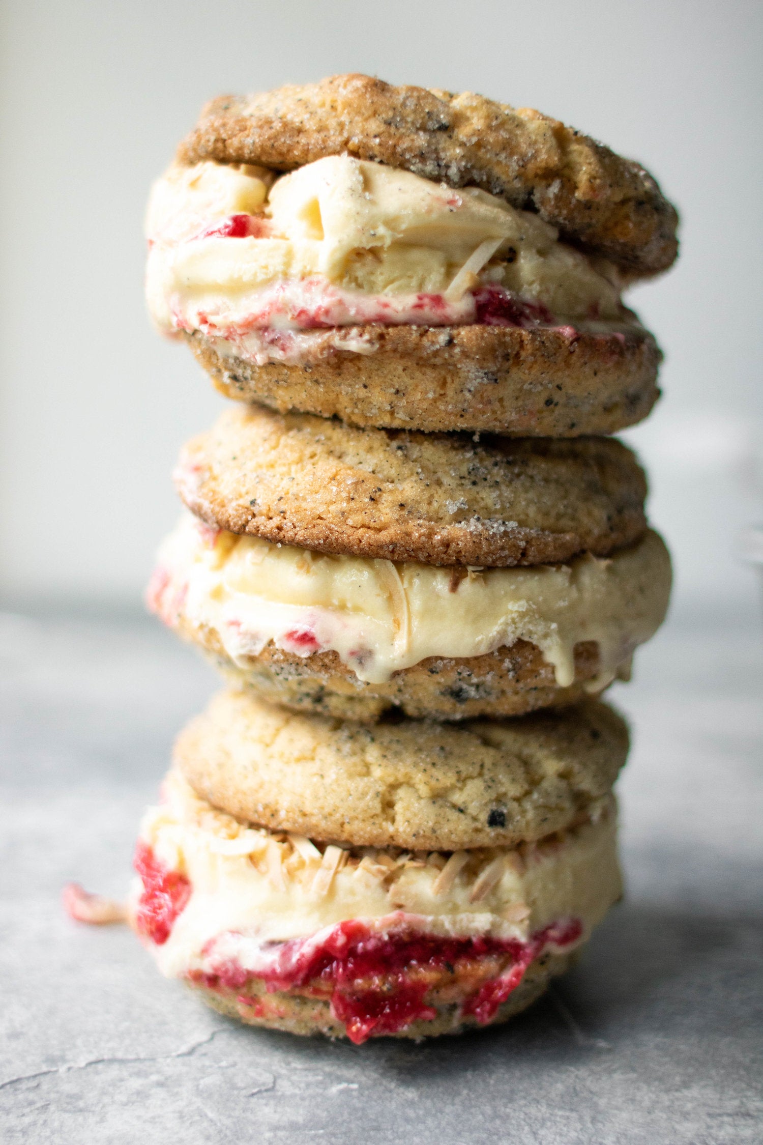 Black Sesame Snickerdoodle Ice Cream Cookie Sandwiches