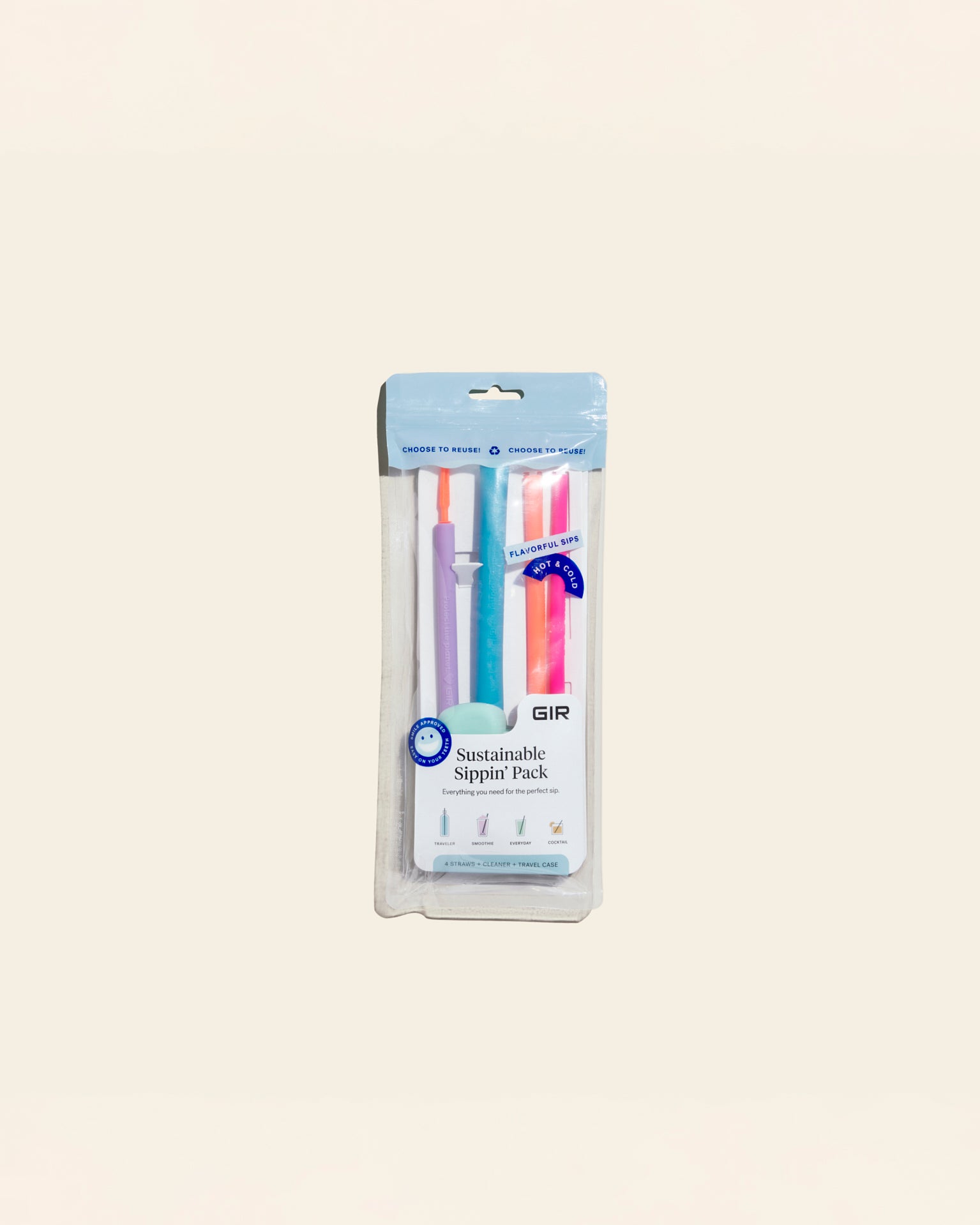 The GIR Multi Pack Straws in Maui on cream background. 